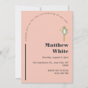 Elegant Cross Baptism Invitation   Modern Minimal