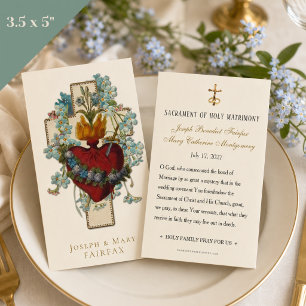 Elegant Cross Catholic Wedding Prayer Card