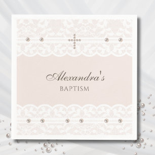 Elegant Cross Christening Christian Baptism Napkin