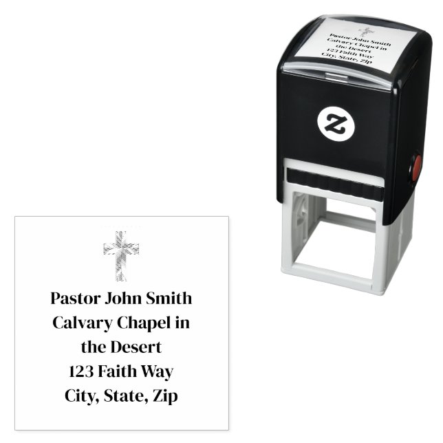 Elegant Cross Church Self Inking Rubber Stamp (In Situ)