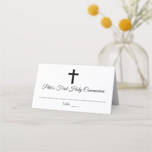 Elegant Cross First Communion Custom Place Card