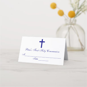 Elegant Cross First Communion Custom Place Card