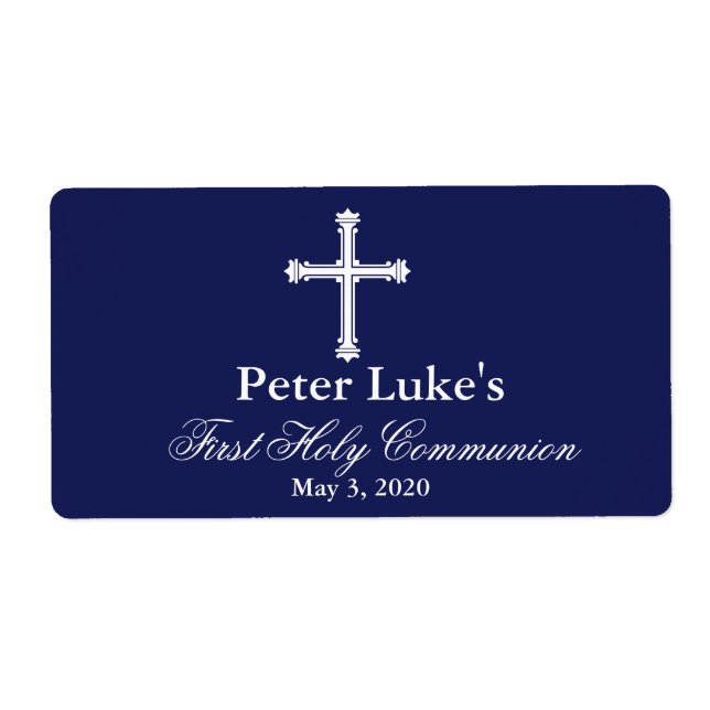 Elegant Cross First Communion Favour Labels (Front)