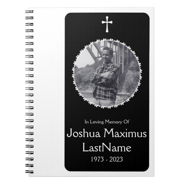 elegant cross funeral service guest book (Front)