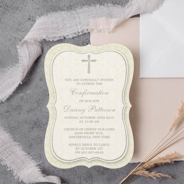 Elegant Cross Holy Communion Or Confirmation Invitation (Creator Uploaded)