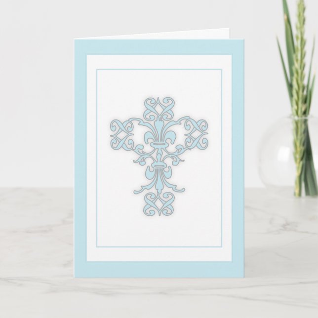 Elegant Cross in Black and White Thank You Card (Front)