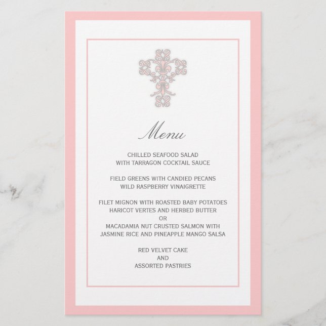 Elegant Cross in Pink Menu Page (Front)