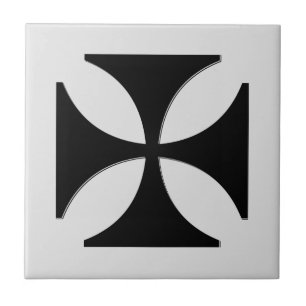 Elegant Cross Pattee Black, Light Grey Ceramic Tile