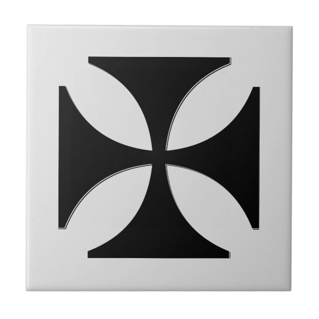 Elegant Cross Pattee Black, Light Grey Ceramic Tile (Front)