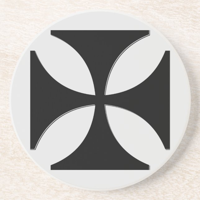 Elegant Cross Pattee Black, Light Grey Coaster (Front)