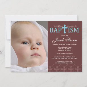 Elegant Cross Photo Baptism Invitation