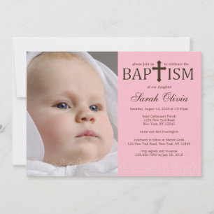Elegant Cross Photo Baptism Invitation