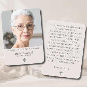 Elegant Cross Photo Funeral Prayer Card