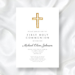 Elegant Cross Religious First Holy Communion Invitation