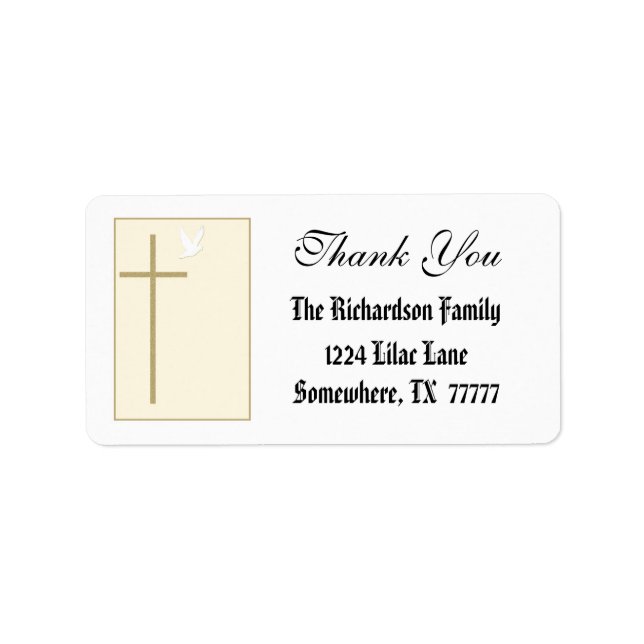 Elegant Cross Thank You Label (Front)