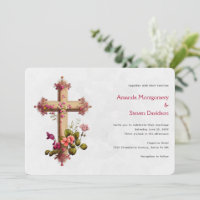 Elegant Cross with Pink Flowers Wedding