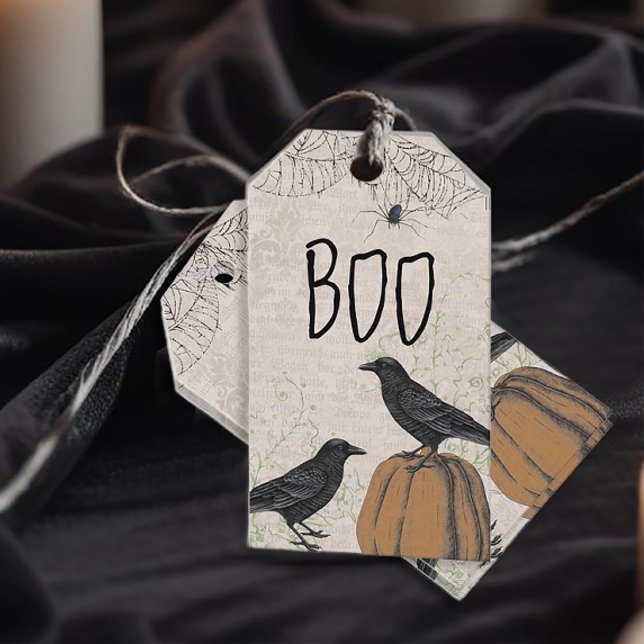 Elegant Crow Halloween Favour Gift Tags (Elegant Personalized Halloween Favor Tags)