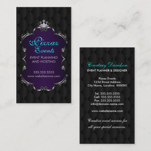 Elegant Crown Filigree and Tuft Fabric Business Card