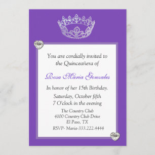 Elegant Crown Quinceañera Invitation