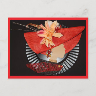 ELEGANT CROWNS -RED / BLACK POSTCARD