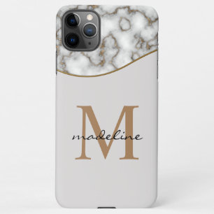 Elegant Crusted Gold Marble Black Grey Monogram 3  iPhone 11Pro Max Case