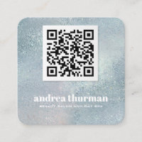 Elegant Crystal Blue pearly iridescent QR CODE