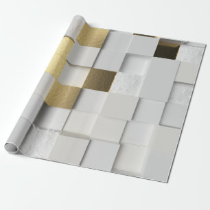 Elegant Cube wall 3D art- white and gold Wrapping Paper