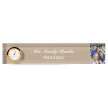 Elegant Cuctomizable name plate with clock