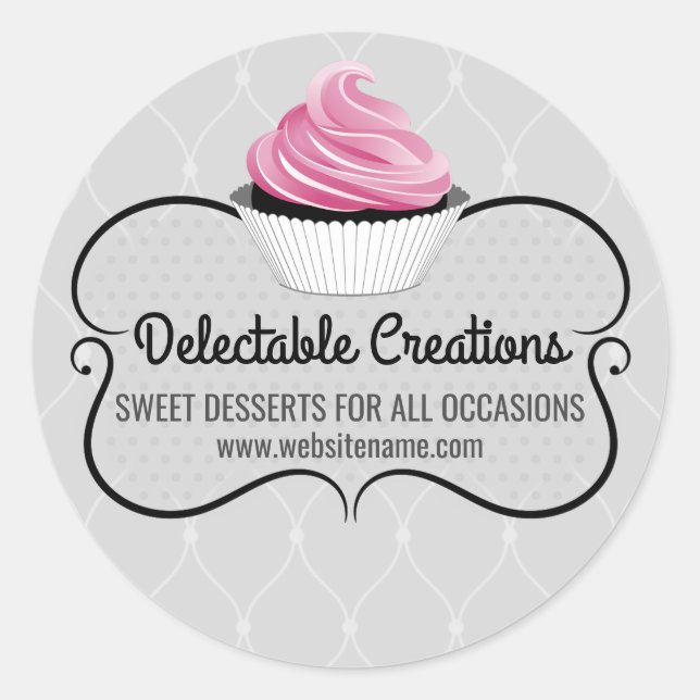 Elegant Cupcake Bakery Box Seals (Front)