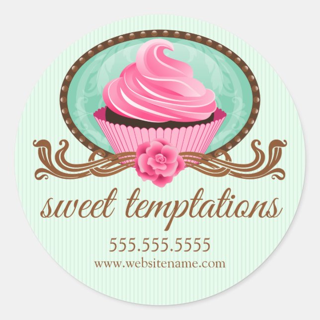 Elegant Cupcake Bakery Box Seals (Front)