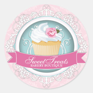 Elegant Cupcake Bakery Box Stickers