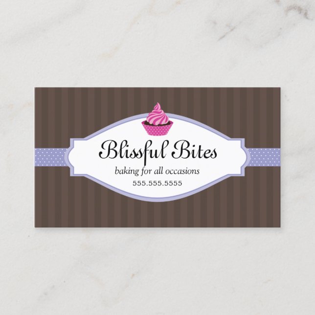 Elegant Cupcake Bakery Business Cards (Front)