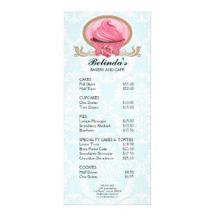 Elegant Cupcake Bakery Promo Price List Rack Card