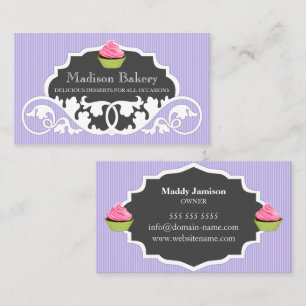 Elegant Cupcake Bakery Swirl Decoration Business Card