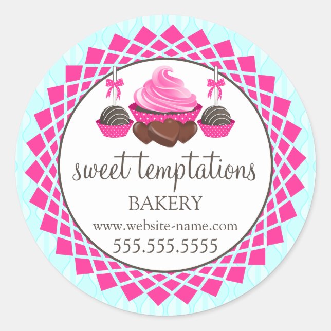 Elegant Cupcake Cake Pops Chocolates Classic Round Sticker (Front)