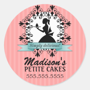 Elegant Cupcake Silhouette Bakery Box Seals