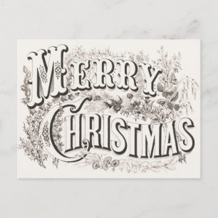 Elegant Currier & Ives MERRY CHRISTMAS Lithograph Postcard