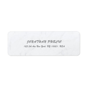 Elegant Cursive Brush Script White Marble Simple Return Address Label