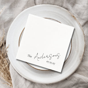 Elegant Cursive Custom Text Simple Wedding Napkin