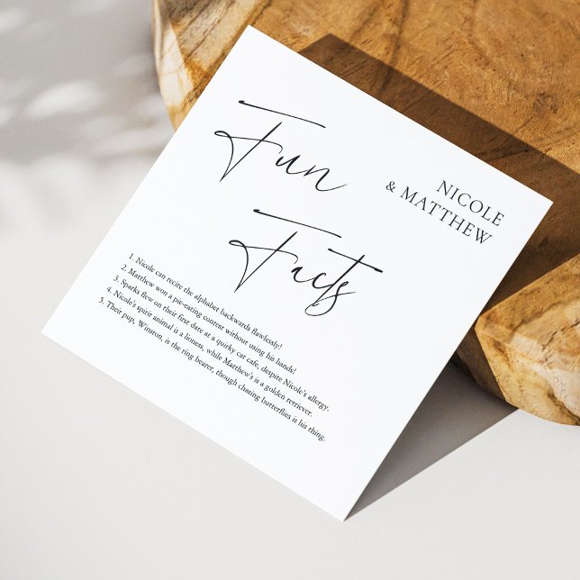 Elegant Cursive Fun Facts Personalised Wedding Napkin (Elegant Cursive Fun Facts Personalized Wedding Napkins)