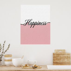 Elegant Cursive Happiness Minimalist Wall Print