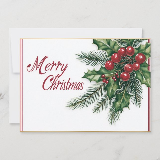 Elegant Cursive Merry Christmas Holiday Card (Front)
