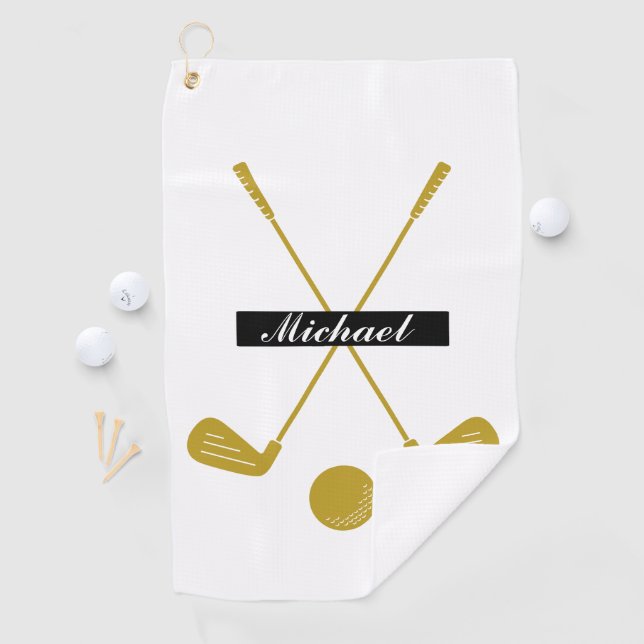Elegant Cursive Script Custom Name Logo  Golf Towel (InSitu)