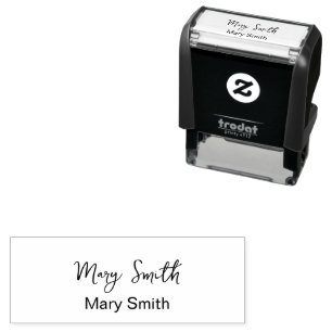 Elegant Cursive Script Signature and Printed Name Self-inking Stamp