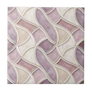 Elegant Curved in Cream and Lilac – Geometric Ceramic Tile