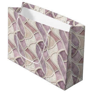 Elegant Curved in Cream and Lilac – Geometric Large Gift Bag