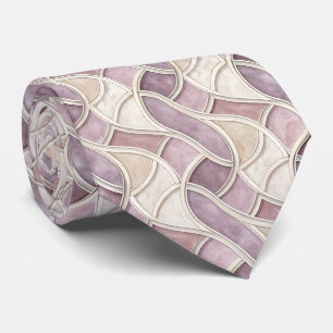 Elegant Curved in Cream and Lilac – Geometric Tie