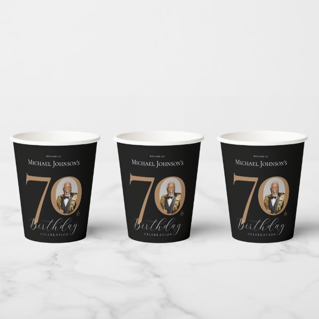 Elegant Custom 70th Birthday Party Paper Cups (Multi)