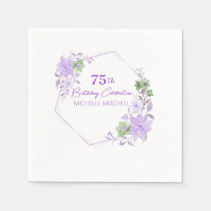 Elegant Custom 75th Birthday Lavender Floral       Napkin