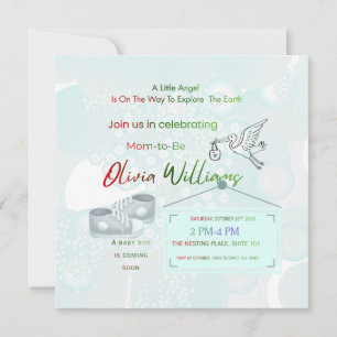 Elegant Custom Baby Boy Shower Card Little Angel B